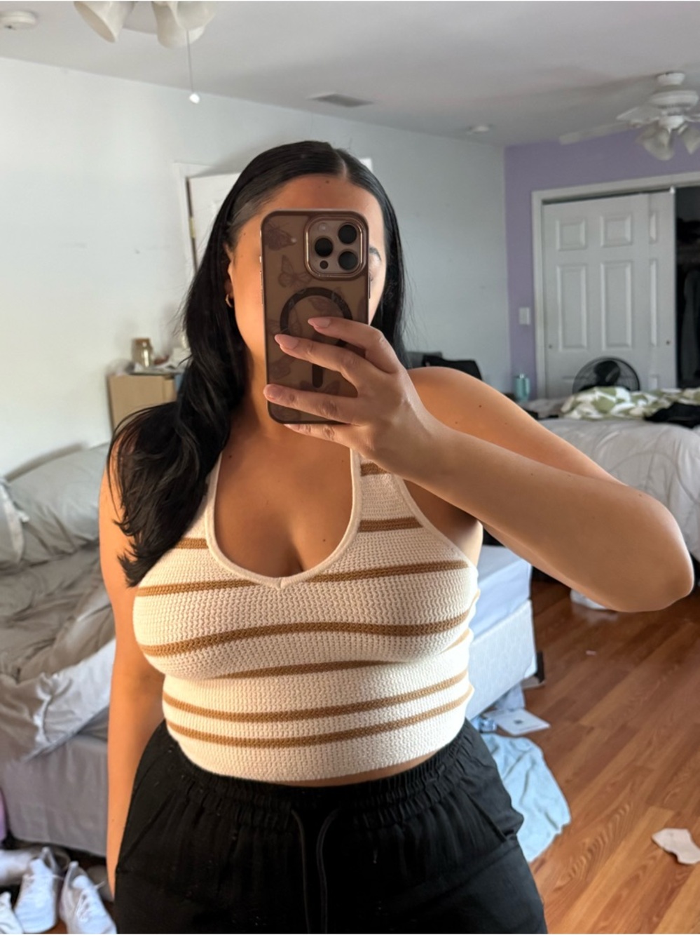American Eagle Striped Sweater Halter Top
